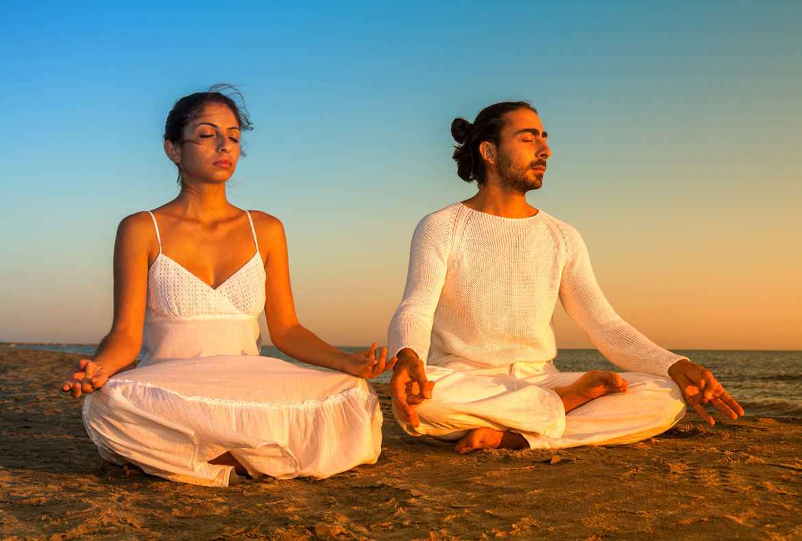 Yoga in fresh air and sun rise